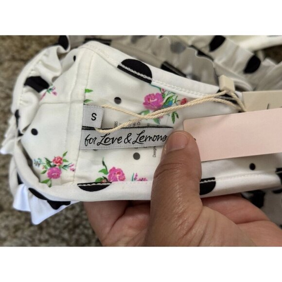 NEW NWT FOR LOVE AND LEMONS Rosewater White Floral Polka Dot Bikini Top 10787 S - Picture 2 of 8